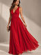 Summer Maxi Evening Satin Red Dress