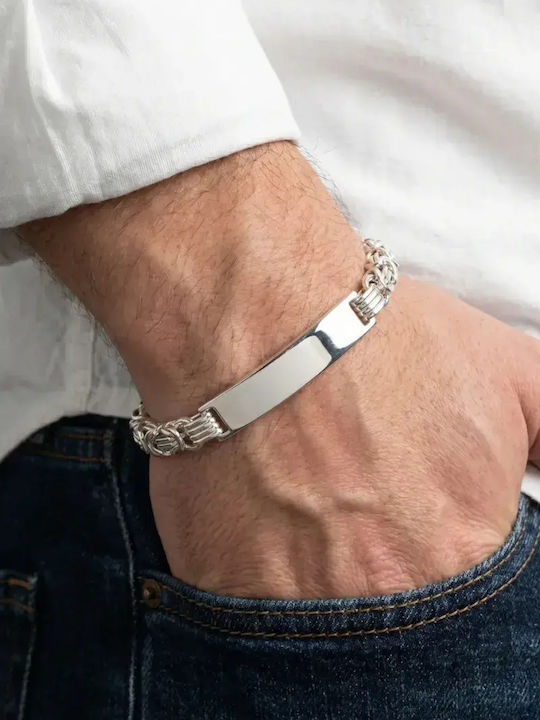 SteweHome Men's Bracelet with Name from Silver with Pearls 21cm