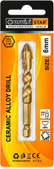 Uruisi Star Drill with Hexagon Shank for Glass Tiles and Metal 6mm 12mm 45x160mm