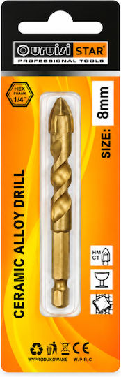 Uruisi Star Drill With Hexagon Shank For Glass Tiles And Metal 0.8mm 8mm 12mm 45x160mm