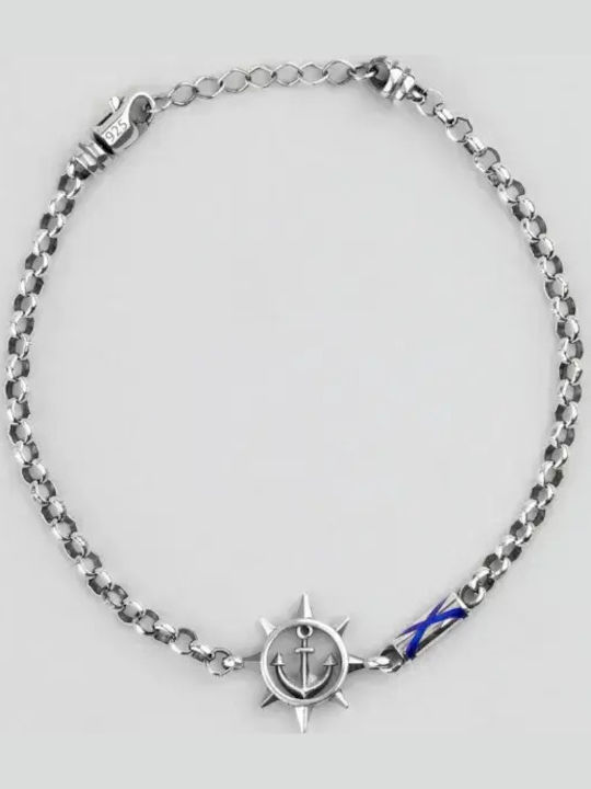 SteweHome Men's Bracelet Identity with Anchor Design in Silver