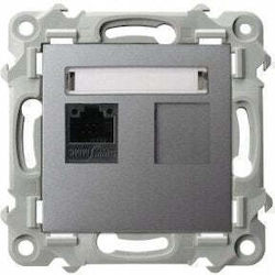 Ospel Single RJ45 Network Socket with Cat5e Type Frame in Grey Colour GPK-1Z K m 70