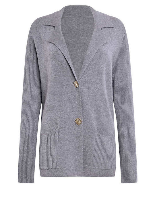 Celestino Cardigan Pentru Femei Cu Mâneci Rib Gri