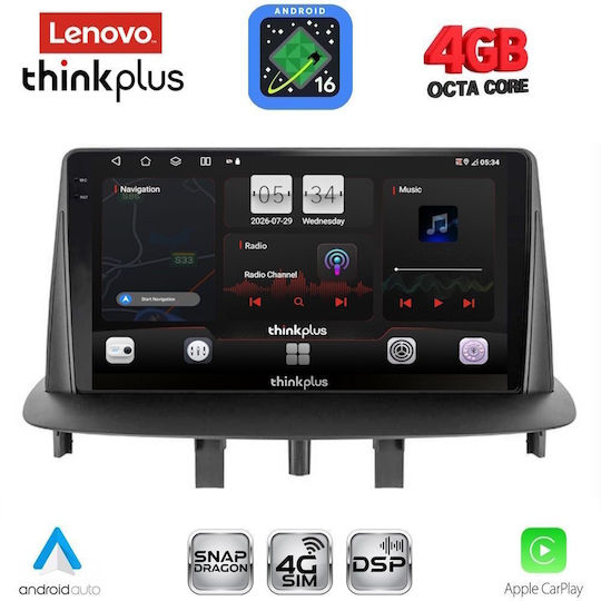 Lenovo Car Audio System for Renault Megane 2009-2016 (Bluetooth/USB/WiFi/GPS/Apple CarPlay/Android Auto) with 9" Touch Screen