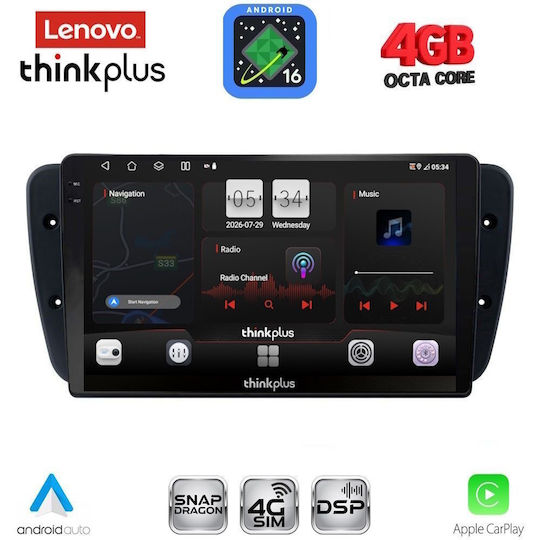 Lenovo Автомобилна Аудио Система за Seat Ibiza 2008-2015 (Bluetooth/USB/Вграден Wi-Fi/GPS/Apple CarPlay/Android Auto) с Touch Screen 9"
