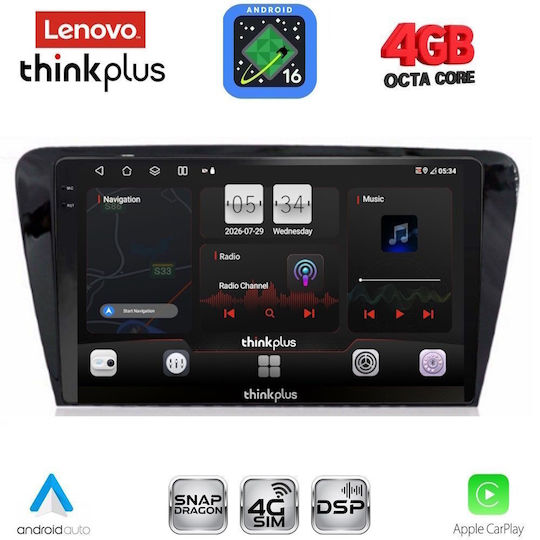 Lenovo Автомобилна Аудио Система за Skoda Octavia 2013-2021 с Clima (Bluetooth/USB/Wi-Fi/GPS/Apple CarPlay/Android Auto) с Touch Screen 10"