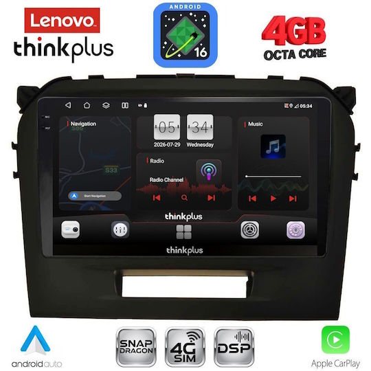 Lenovo Автомобилна Аудио Система За Suzuki Vitara 2016-2022 Bluetooth USB Вграден Wi-Fi GPS Apple CarPlay Android Auto С Touch Screen 9"