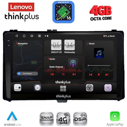 Lenovo Автомобилна Аудио Система за Toyota Auris / Aygo X / Corolla (Bluetooth/USB/Вграден Wi-Fi /GPS/Apple CarPlay/Android Auto) с Touch Screen 9"