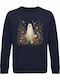 Суитшърт Органичен Унисекс Wildflower Ghost Boho Floral Halloween Vintage Spooky Season Ghost Fall Flowers Френско Тъмносин