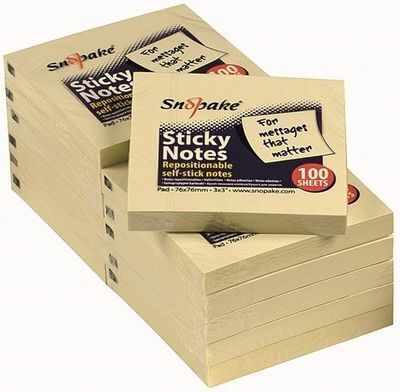 Snopake Aufkleber Notizblöcke in Würfel 100 Blätter Gelbe 7,6x7,6cm Set 100Stücke