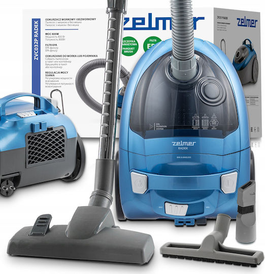Zelmer ZVC032P Staubsauger 800W mit Eingetütet 2,5l Blau