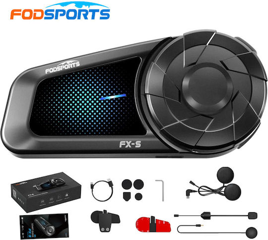 Fodsports FX-S Einzelne Gegensprechanlage für Motorradhelm mit Bluetooth