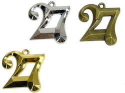 Metal Lucky Charm "27" 3D 2.5cm 0621629 Silver