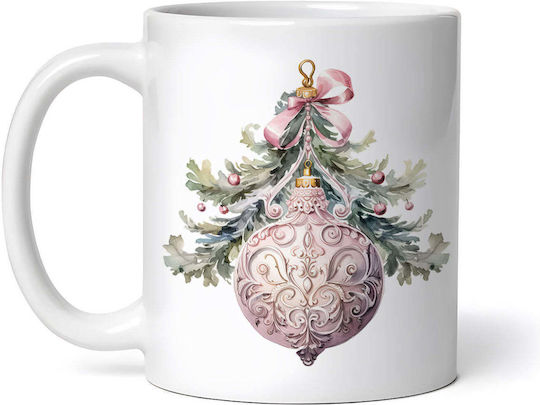 Inovatix Weihnachtlicher Keramikbecher Weiß 330ml Fleckabweisend