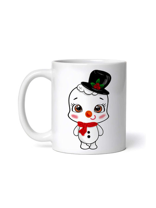 Cană Ceramică De Crăciun Oameni De Zăpadă Cu Pălărie 330ml Cu Personalizare