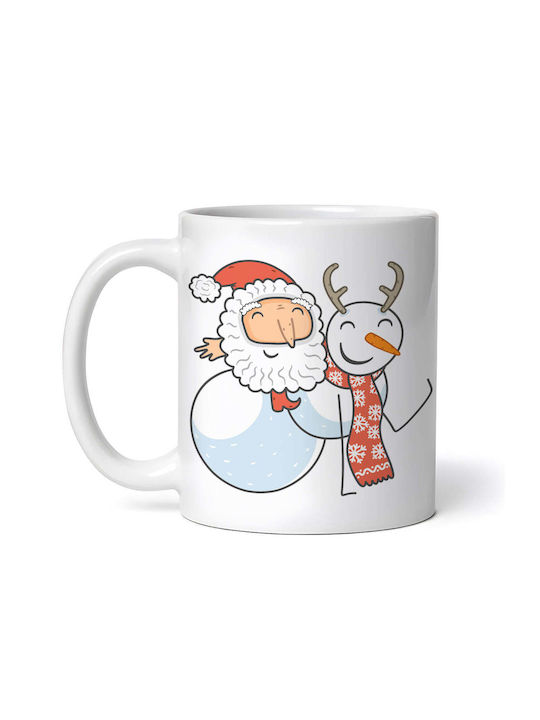 Cană Ceramică Albă De Crăciun Snowman 330ml Cu Personalizare