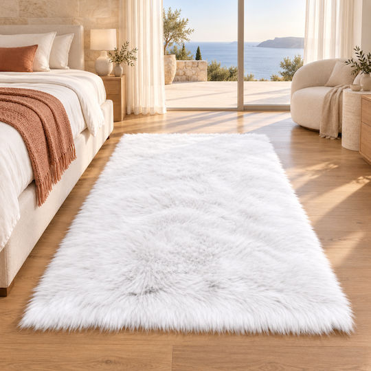 My Home Luxury Angel Αντιολισθητικό Χαλί Διάδρομος Γούνινο Λευκό 60x180cm