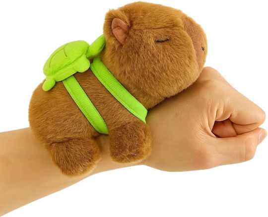 Jucărie de plus Capibara cu rucsac detașabil broască țestoasă stil brățară 15 cm maro verde