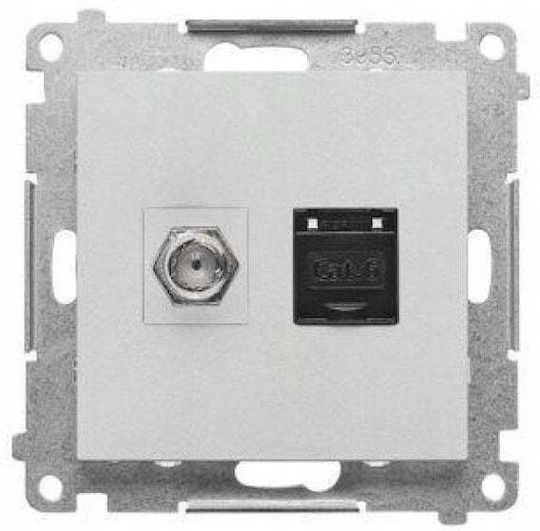 Simon 55 Тип F+rj45 Cat.6 Антенен модул Алуминий Мат Tasfrj45.01/143