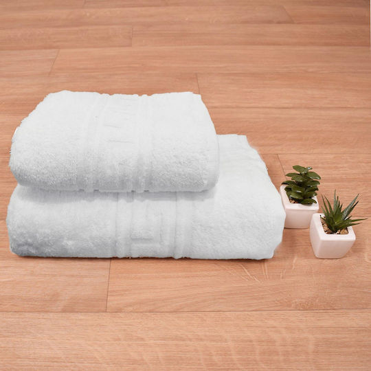 Hotel Face Towel 90x50cm White Meander