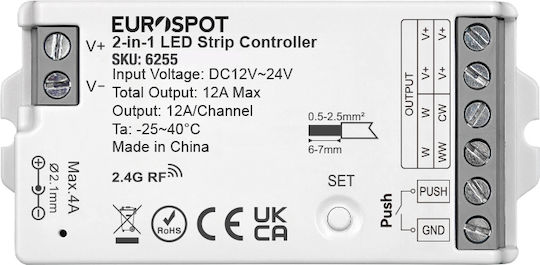 Eurospot LED-Steuerung RF 2,4 GHz 2in1 + Druck Dimmer Eu6255