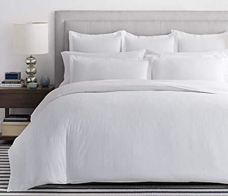 Sheet 190x280cm 100% Cotton Sateen 310tc Satin Plain Line Set 6 Pieces Cotton Sateen White Oem 5201847010633