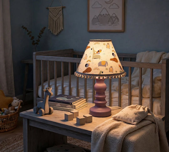 Table Lamp for E27 Fitting with Shade and Purple Base