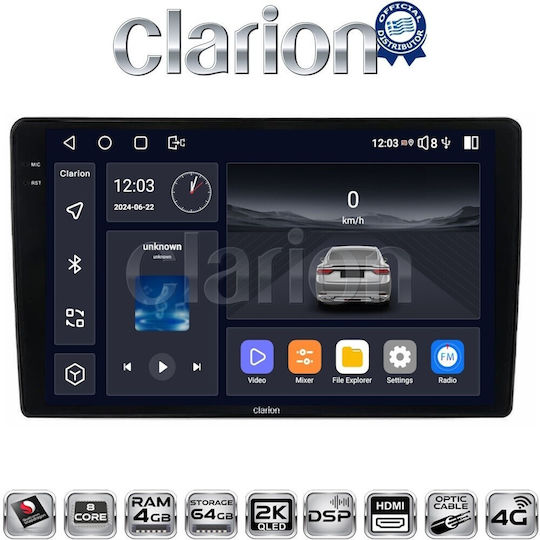 Clarion Автомобилна Аудио Система за Fiat Panda 2003 2012 Bluetooth USB WiFi GPS Apple CarPlay Android Auto