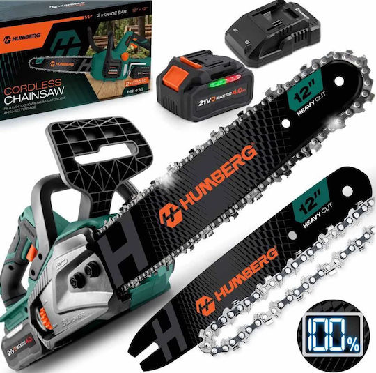 Humberg HM-436 Battery Chainsaw 1x4Ah Brushless 21V Brushless with 30.5cm Blade