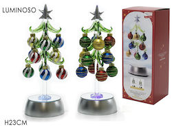 Illuminated Christmas Decorative Glass Tree Adorned Green