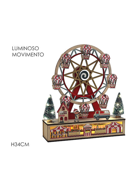 General Trade Christmas Illuminated Decorative Ferris Wheel Battery Operated with Music and Motion 34x30x8cm