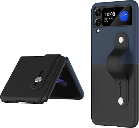 Skin Contrast Wristband Folding Hard Case Stand Dark Blue Black Samsung Galaxy Z Flip3