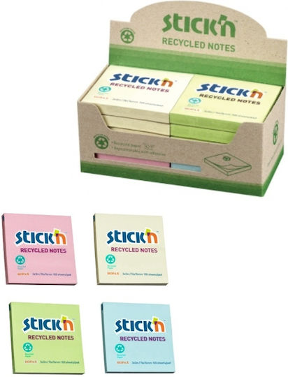 Χαρτακια Stick'n Recycled 76χ76 100φ Πακέτο 12 Τεμ 4 Χρωμ
