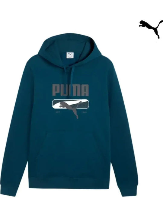 PUMA Logo Hoodie Petrol Blue