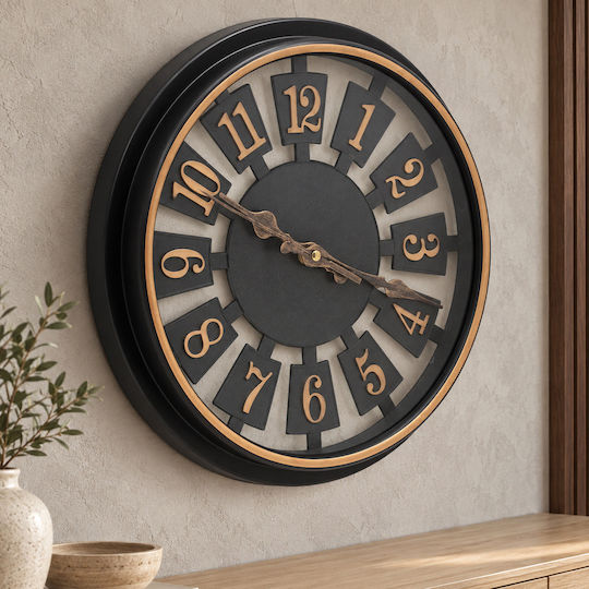 Keskor Wall Clock Plastic Black 30x4cm