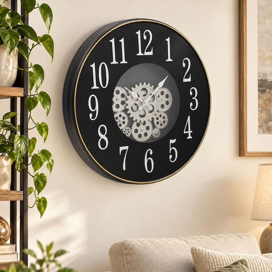 Keskor Keskor Wanduhr Kunststoff Schwarz 48x7cm