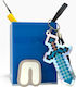 Plexilab Personalisierte Federmäppchen Blau Gloss Plexiglas 9x9cm Höhe 12,5cm Anfangsbuchstabe