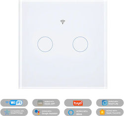 MOES Recessed Touch Wall Switch Double with Frame Aller Retour White