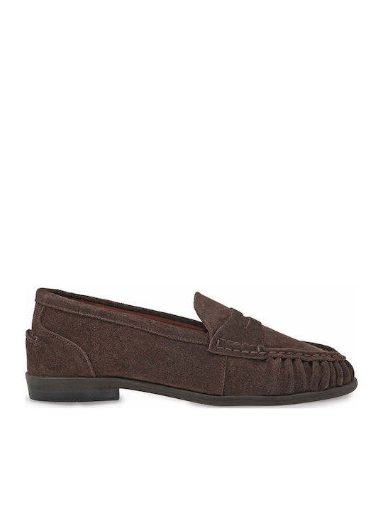Leather Women's Loafers In Brown Colour