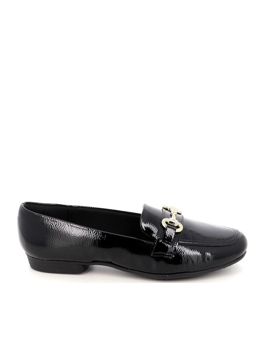 Lackleder Damen Mokassins in Schwarz Farbe