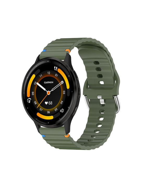 Tragbares Band Garmin Venu 3 Silikon Relief Wave Stil 22mm Armeegrün