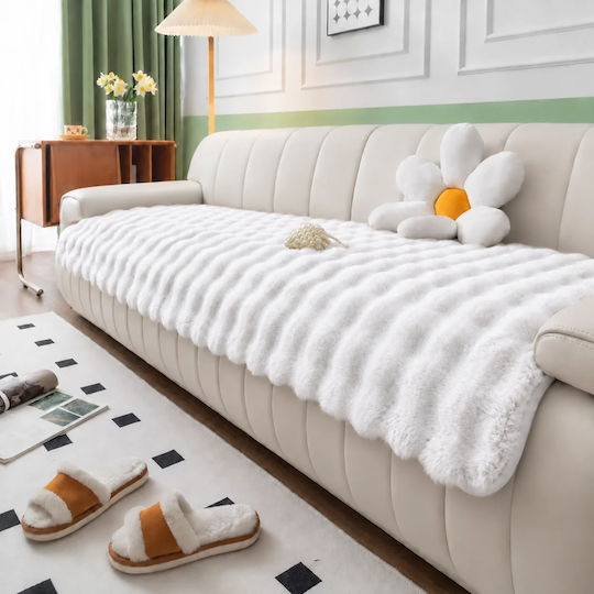 My Home Luxury Throws Set 3 Pcs Fur White