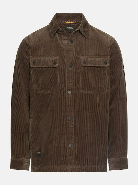 Camel Active Long Sleeve Corduroy Overshirt Dar...