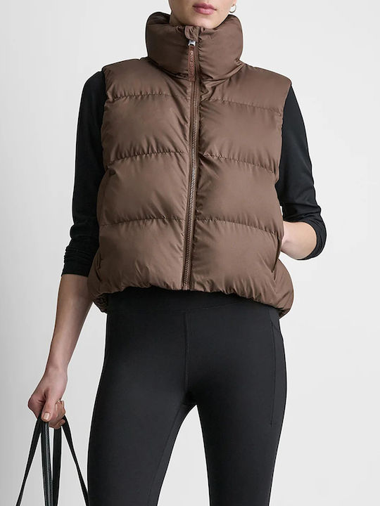 DKNY Damen Ärmelloses Winter Jacke für Damen Braun