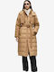 Дълго дамско Puffer яке за зима Camel