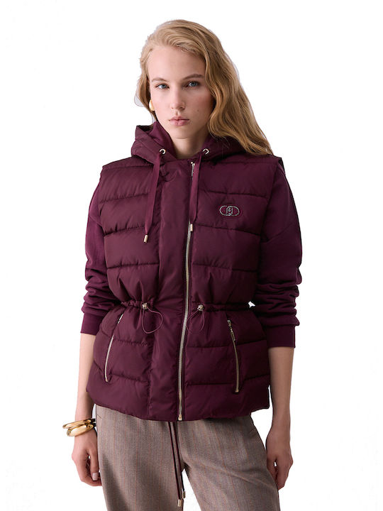 Liu Jo Women's Sleeveless Winter Jacket Burgundy