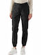 Damen Stoff Fracht Hose mit Gummiband in Entspannte Passform Schwarz