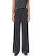 Damen Hochbund Pantaloona mit Gummiband in Breit Bein Stil Anthrazit