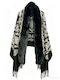 Women's Furry Black Scarf