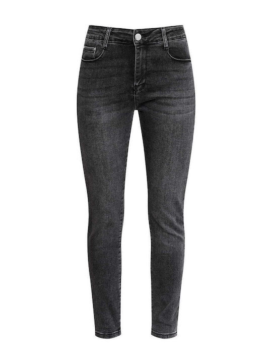 Celestino Γυναικείο Τζιν Push Up Slim Fit Γκρι Σκούρο